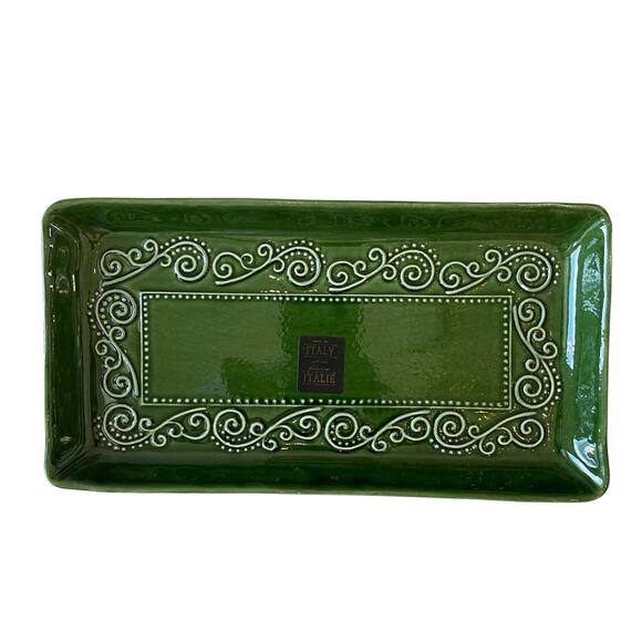 Maioliche Jessica Serving Tray Platter 12in Green Stoneware Made in Italy NEW - Picture 5 of 10